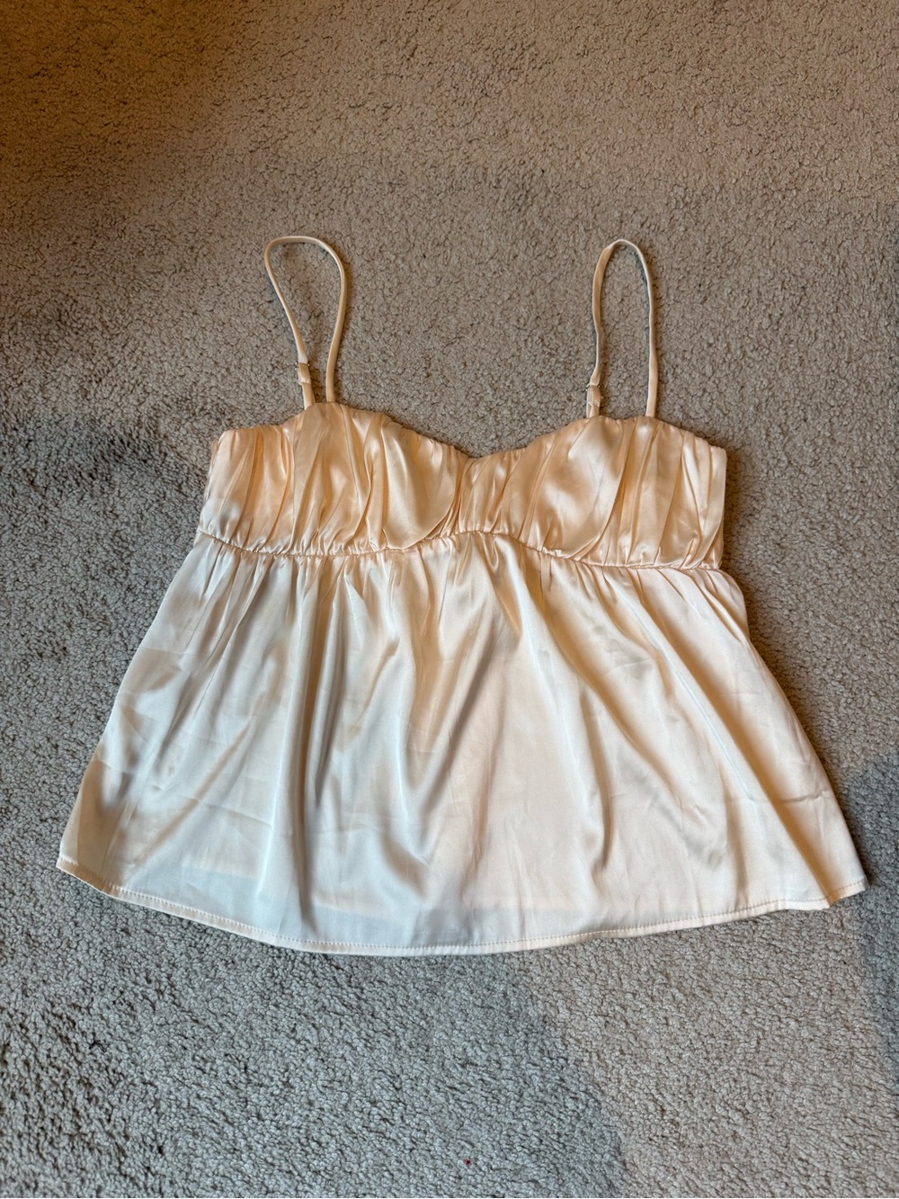 Satin Cream Spaghetti-Strap Cami Top